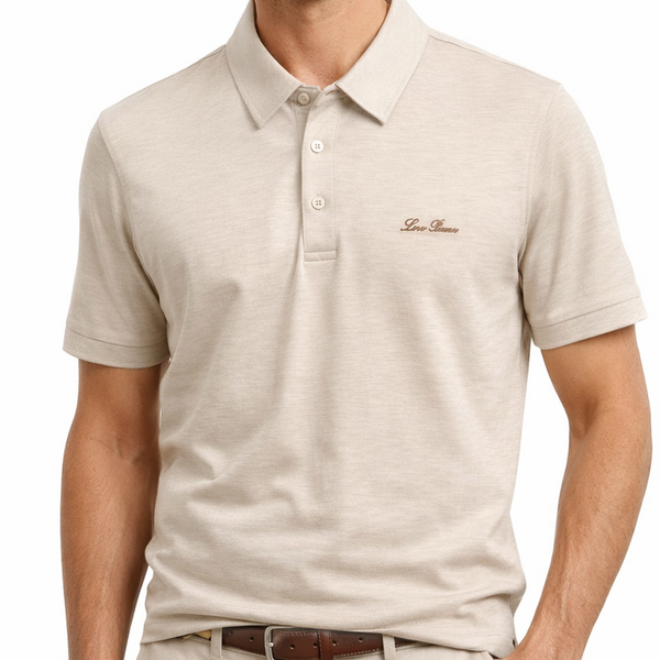 Elegant Beige Polo T-Shirt for Men Luxury Casual Wear