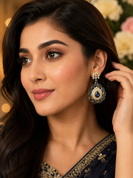 Royal Victorian Blue Stone Drop Earrings – AAA Quality AD Brass Jewelry