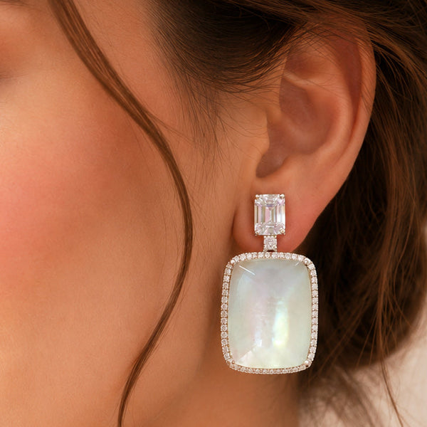 Victorian Doublet Stone Drop Earrings for Women | AAA AD Designer Statement Earrings