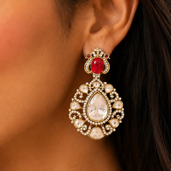 Royal Victorian Doublet Stone Polki Drop Earrings – AAA Quality AD & Moissanite