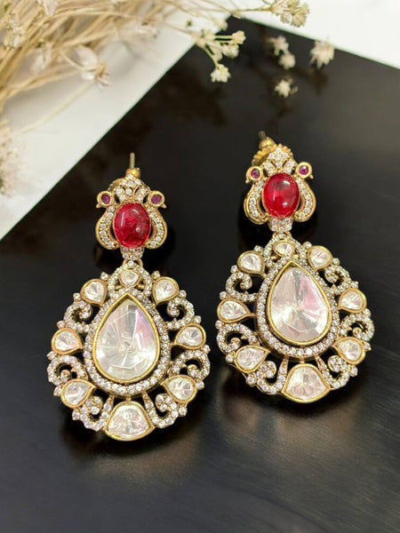 Royal Victorian Doublet Stone Polki Drop Earrings – AAA Quality AD & Moissanite