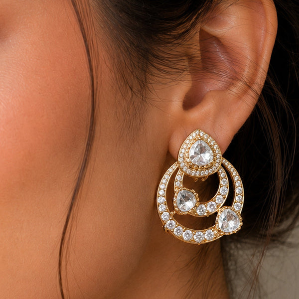 Elegant Victorian Moissanite Polki Hoop Earrings – AAA Quality AD Jewelry