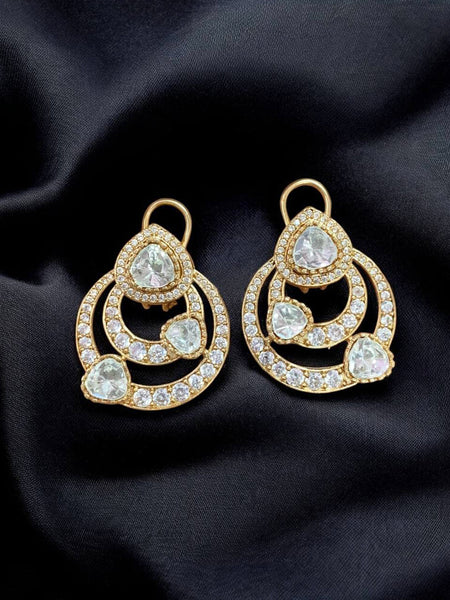 Elegant Victorian Moissanite Polki Hoop Earrings – AAA Quality AD Jewelry