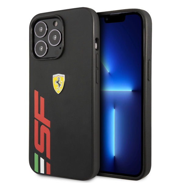 Ferrari Black Big SF Logo Leather Case for iPhone 11, 12, 13 & 14 Series & Galaxy Z Flip3, Flip4, Fold3, Fold4