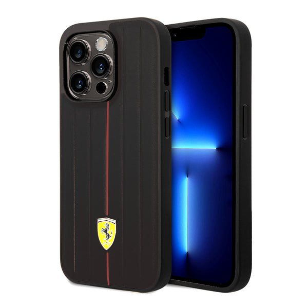 Ferrari Stripes Leather Case for iPhone 11, 12, 13 & 14 Series & Galaxy Z Flip3, Flip4, Fold3, Fold4