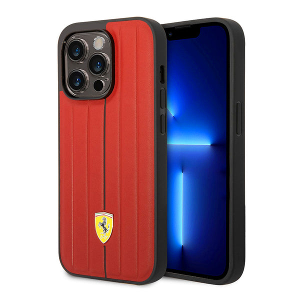 Ferrari Stripes Leather Case for iPhone 11, 12, 13 & 14 Series & Galaxy Z Flip3, Flip4, Fold3, Fold4