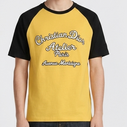 Elegant Men’s Yellow Atelier Logo Raglan Premium T-Shirt
