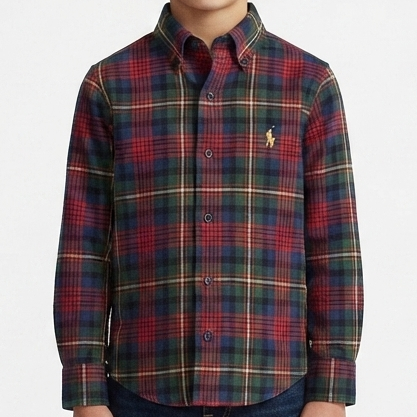 Kids Premium Check  Shirt Classic Maroon  & Blue Chek