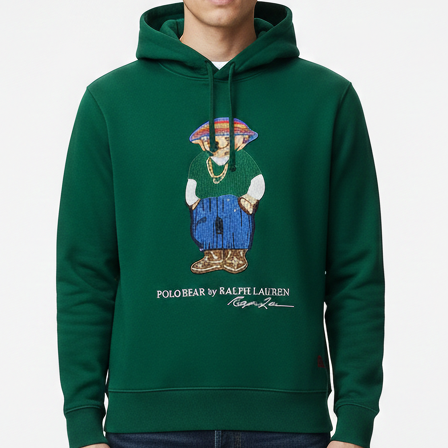 Green Polo Bear Hoodie Stylish & Cozy Casual Wear
