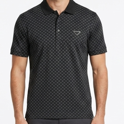 Men's Luxury Black Monogram Polo T-Shirt