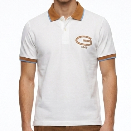 Premium Men’s Classic White Polo T-Shirt with Contrast Collar