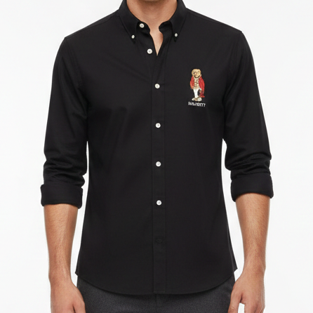 Imported Black Button-Down Shirt With  Premium, Elegant & Signature Style