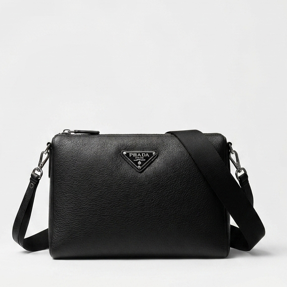 Premium Black Leather Crossbody Office Bag for Men
