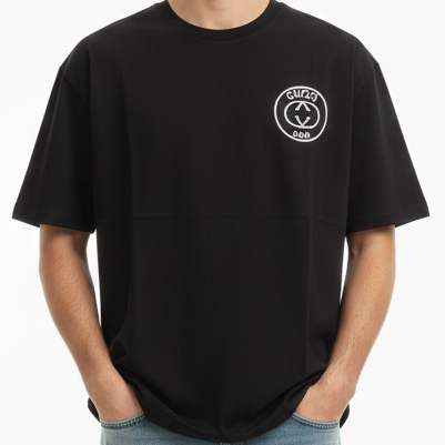 Premium Black Logo T-Shirt  Classic Luxury Street Style