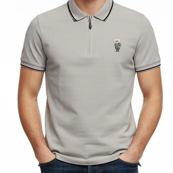 Premium Grey Polo T-Shirt with Signature Embroidery
