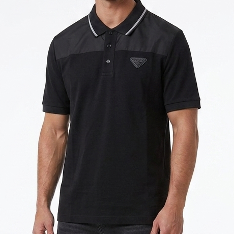 Luxury Black Polo T-Shirt for Men with Iconic Logo Detail