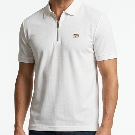Imported  Men's White Half-Zip Premium Polo T-Shirt