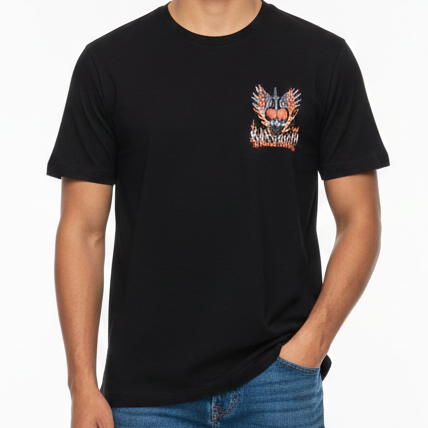 Men’s Black Graphic Printed T-Shirt – Bold Casual Street Style