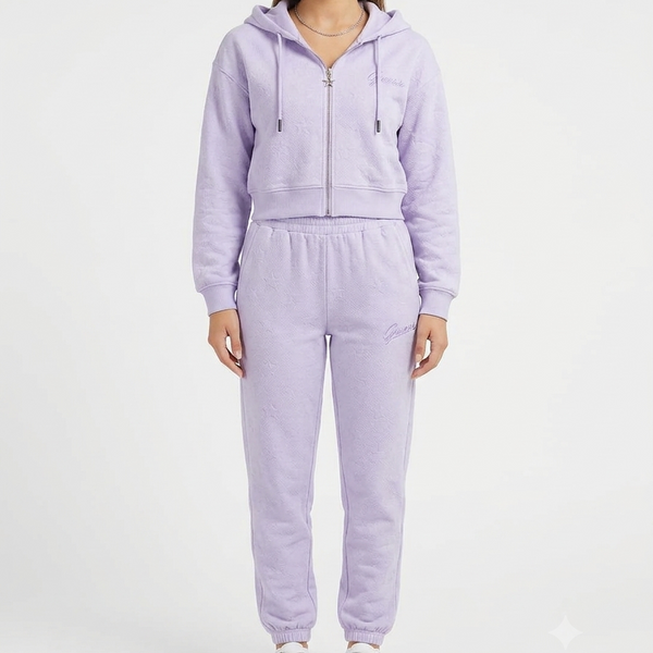 Women's Cropped Zip-Up Hoodie and Jogger Pants Tracksuits