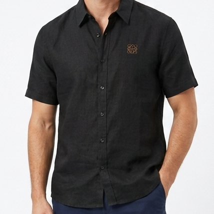 Men's Premium Black Solid Casual Shirt – Classic Half Sleeve Button-Down Shirt