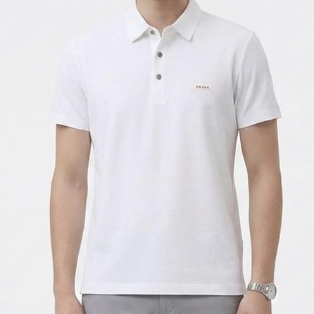 Men Premium White Polo T-Shirt with Classic Collar & Minimal Logo
