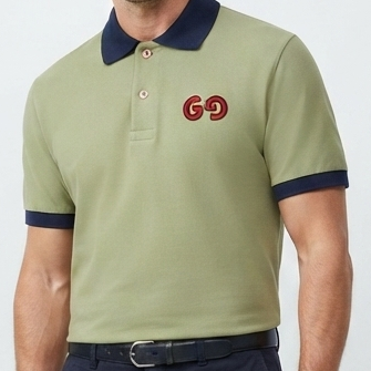 Men’s Olive Green Polo T-Shirt – Premium Monogram Style