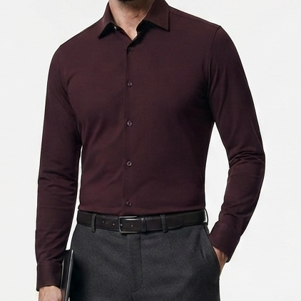 Men’s Premium Wine Formal Shirt | Elegant Full Sleeve Casual & Office Wear