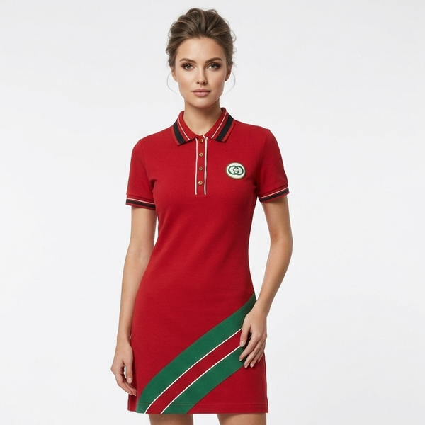 Women's Signature Polo Dress – Red Luxury Casual  Dress