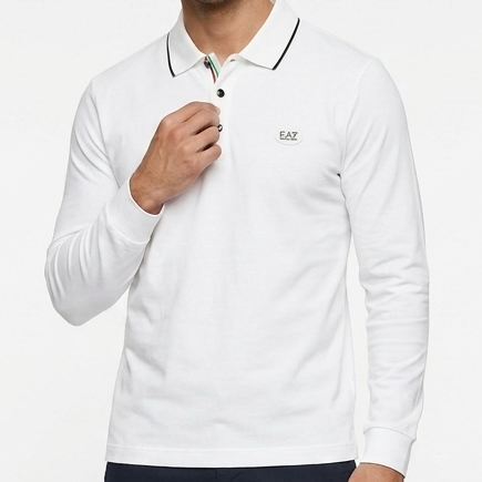 Men's White Long Sleeve Polo T-Shirt Premium Classic Fit