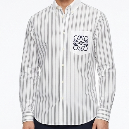 Men’s Premium Striped  Shirt  Embroidered Anagram Pocket Design