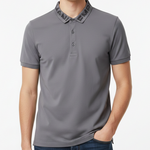 Premium Grey Designer Polo Shirt Modern Regular Fit Style