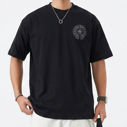 Premium Black Embroidered Logo Oversized T-Shirt