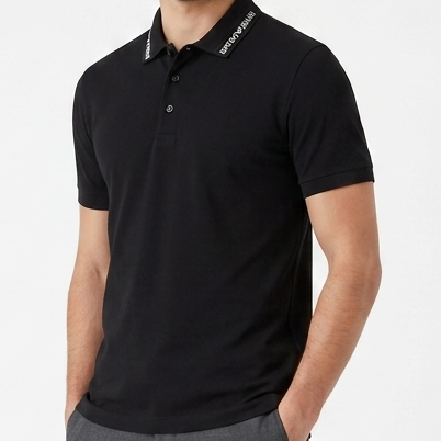 Men’s Premium Black Polo T-Shirt Signature Logo Collar