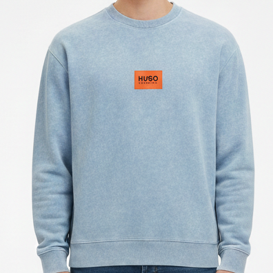 Sky Blue Premium Sweatshirt with Logo Patch
