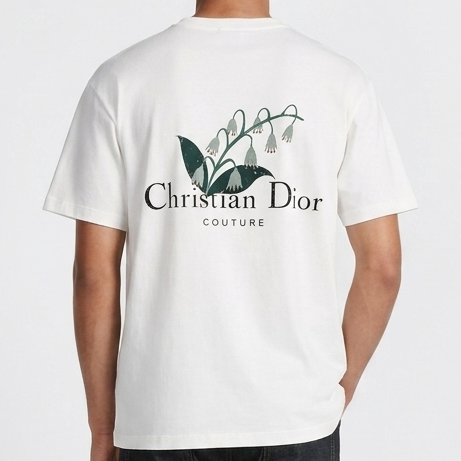 Premium White Floral Print  Branded Drop shoulder T-Shirt for Men