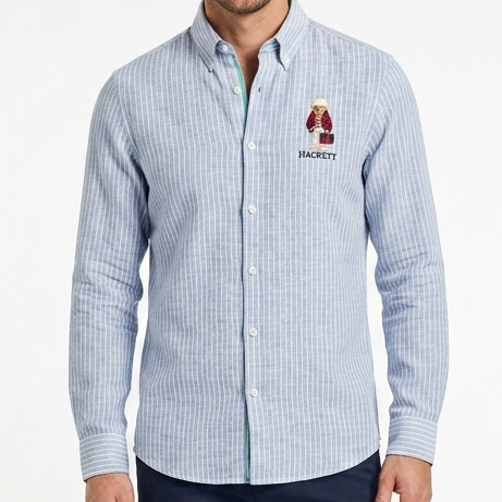 Premium Men’s Blue Striped Shirt Full Sleeve Button-Down Casual Office Wear