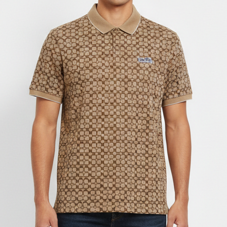 Premium Imported Brand Brown Monogram Polo T-Shirt