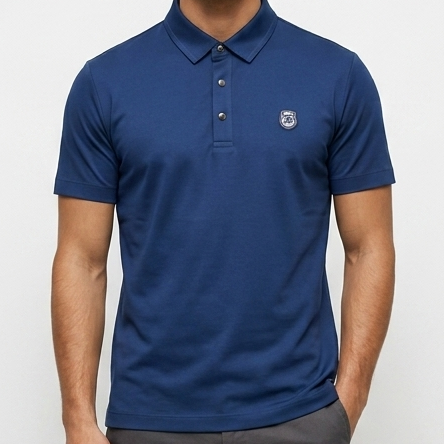 Men's Luxury Blue Half Sleeve Polo with Classic Collar