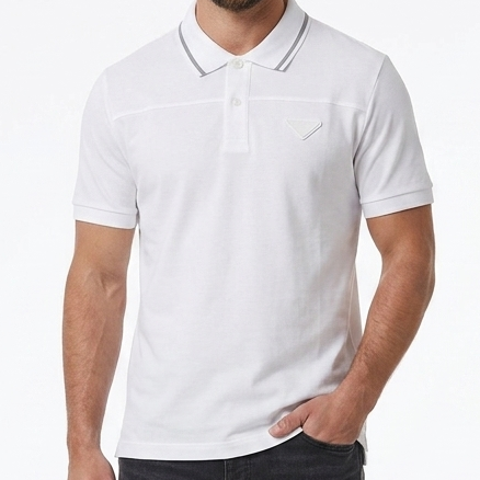 Men’s White Premium Polo T-Shirt with Signature Triangle Logo