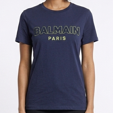 Classic Branded  Round Neck Blue T-Shirt for Women