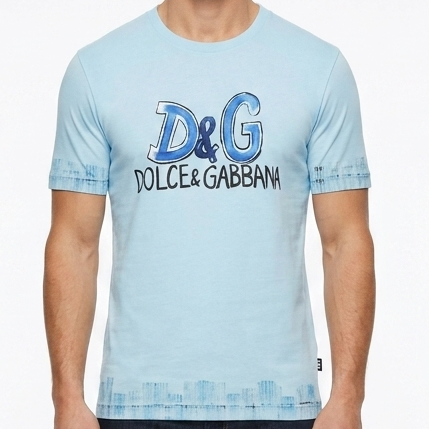 Branded Graphic Logo T-Shirt  Premium Sky Blue Casual Tee For Men
