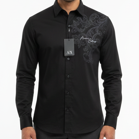 Men’s Premium Designer Shirt with Elegant Floral Print Detail