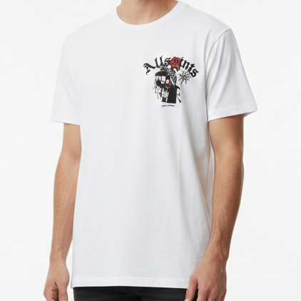 Men’s White Graphic Printed T-Shirt  Casual Trendy Comfort