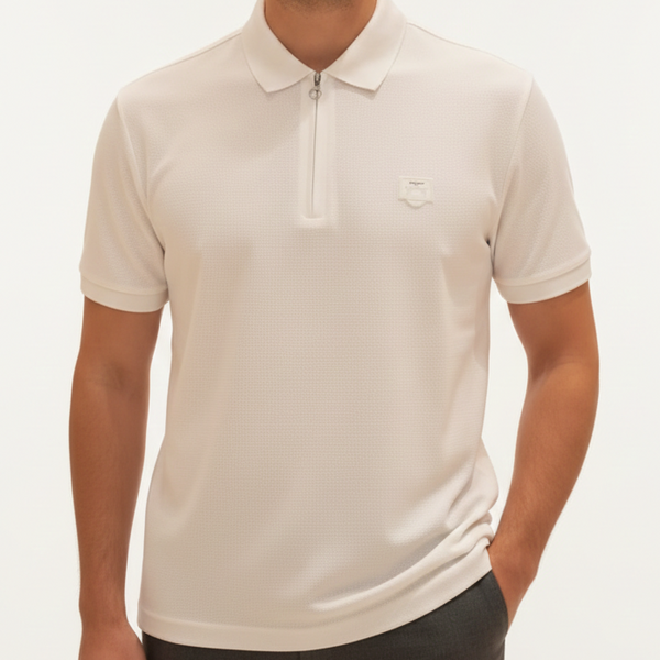 Luxury White Zip-Neck Polo T-Shirt  Modern & Premium Look
