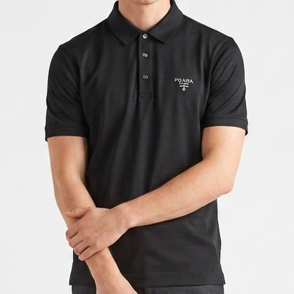 Premium Exclusive Branded Black Textured Polo T-Shirt For Men