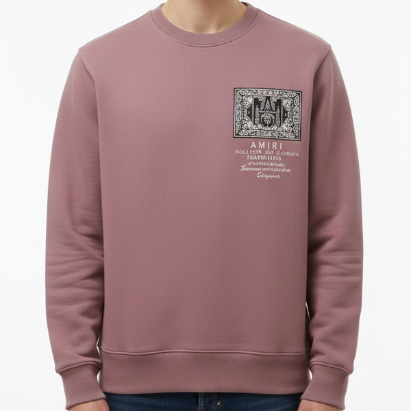 Men’s Mauve Crewneck Sweatshirt with Logo Patch