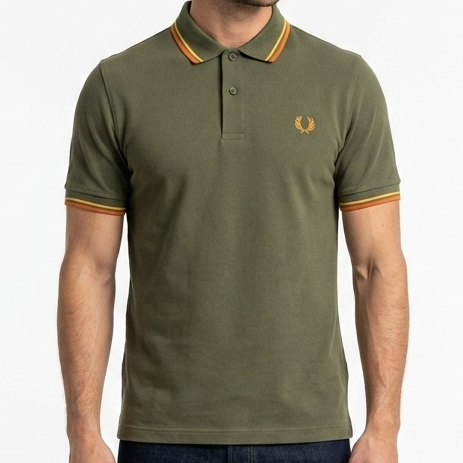 Premium Men's Olive Green Polo T-Shirt with Contrast Tipping