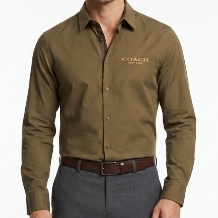 Men's Premium Olive Green Full Sleeve Shirt with Embroidered Chest Logo