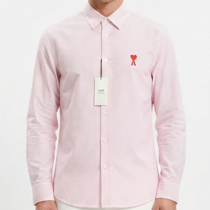 Men  Premium Pink Striped Shirt with Signature Logo