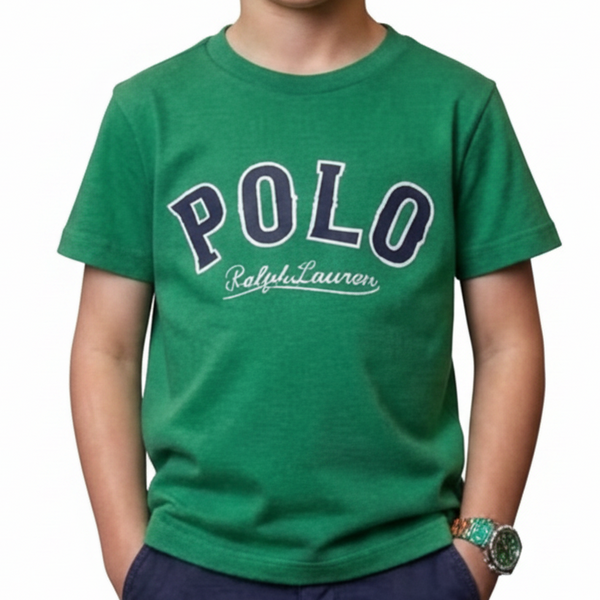 Kid Branded Classic Green Graphic Crew-Neck T-Shirt